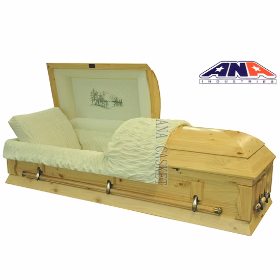 Luxury Hot Sale Solid Pine Funeral Wooden Casket