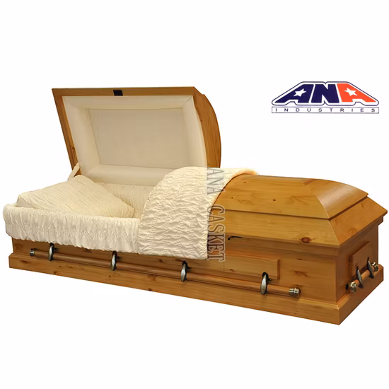 Luxury Hot Sale Solid Pine Funeral Wooden Casket