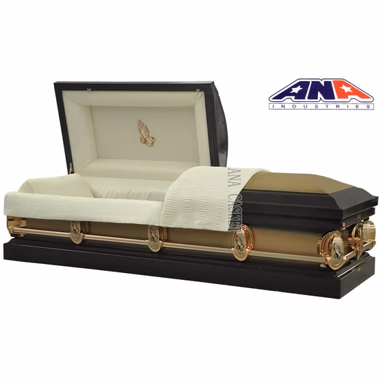 Ataúd americano de gran tamaño reciclable moderno al por mayor del estilo que baja el ataúd fúnebre del metal del dispositivo