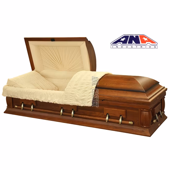 Ataúd funerario de madera de nogal Ana Solid Us